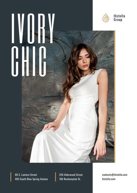 Young Woman in Tender white Dress Posterデザインテンプレート