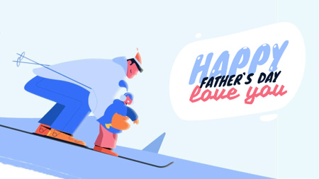 Father and Kid Skiing on Father's Day  Full HD video Design Template