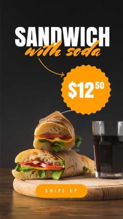 Designvorlage Fast Food Offer with Sandwiches für Instagram Video Story