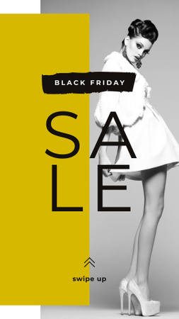 Template di design Black Friday Sale Young fashionable woman Instagram Story