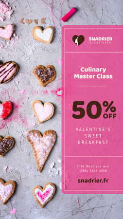 Culinary Master Class with Valentine's Cookies Instagram Story Modelo de Design