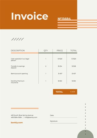 Bank Services with Abstraction Invoice Design Template