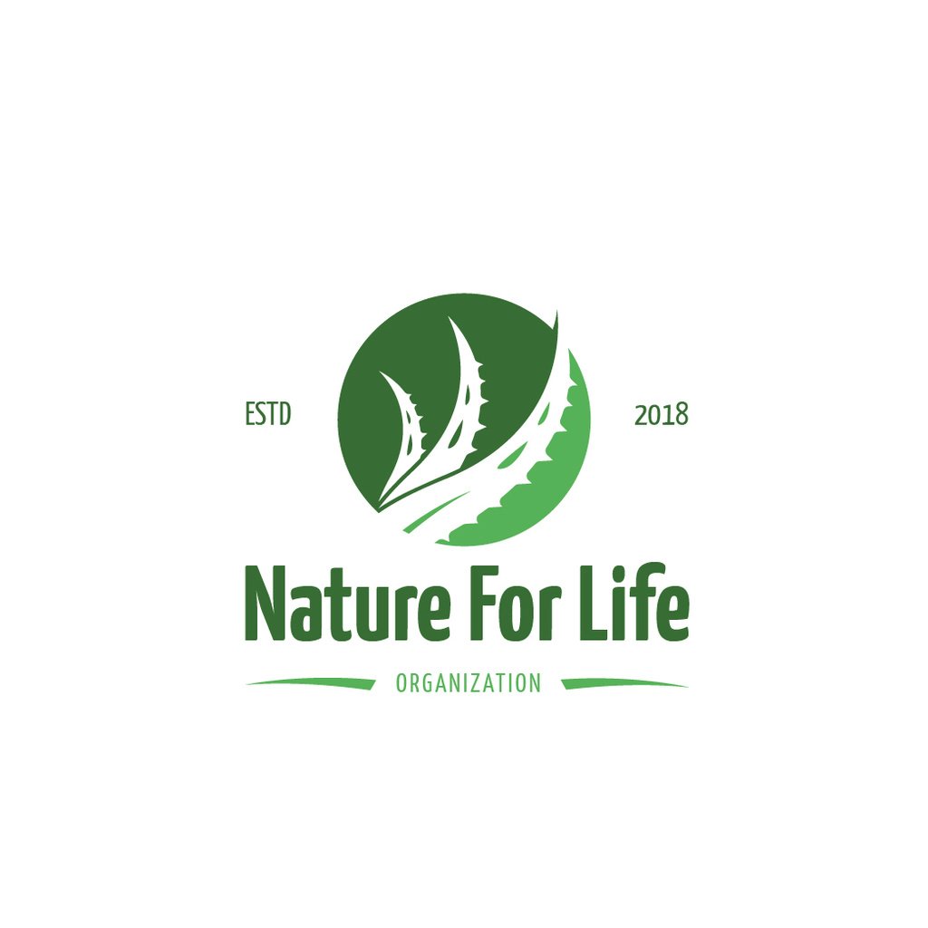 Ecological Organization with Leaf in Circle in Green Logo Πρότυπο σχεδίασης