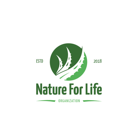 Ecological Organization with Leaf in Circle in Green Logo Design Template
