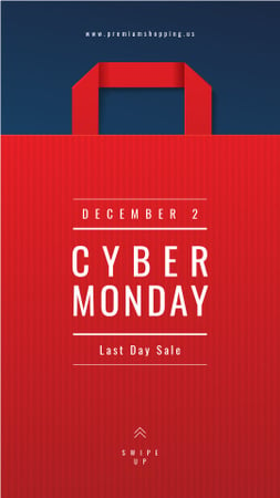 Designvorlage Cyber Monday Ad Red paper bag für Instagram Story