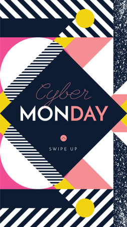 Cyber Monday sale on geometric pattern Instagram Story Design Template