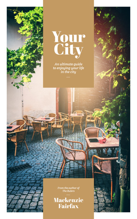 City Guide Cafe on Cobblestone Street Book Cover Design Template