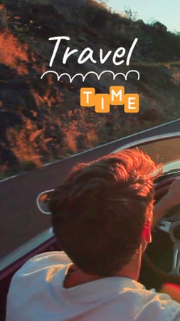 Template di design ispirazione di viaggio uomo in auto su strada TikTok Video