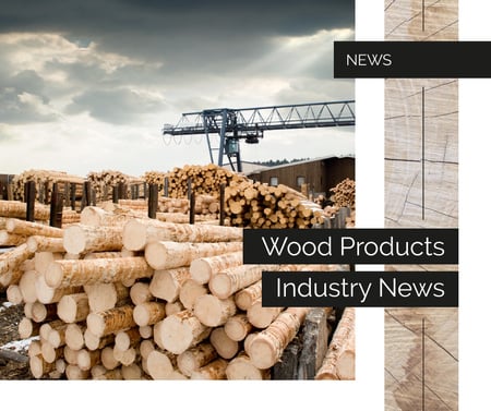 Wooden logs at sawmill Facebook Modelo de Design