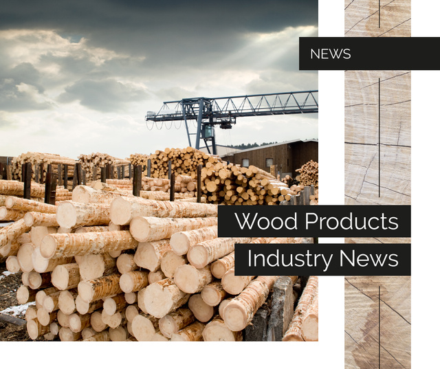 Plantilla de diseño de Wooden logs at sawmill Facebook 