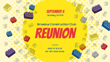 Construction Club Event Toy Constructor Bricks Frame FB event cover Modelo de Design