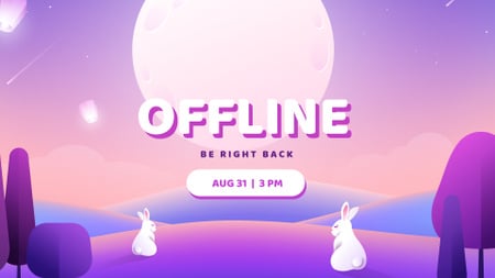 Ontwerpsjabloon van Twitch Offline Banner van Cute Fairy Rabbits under Moon