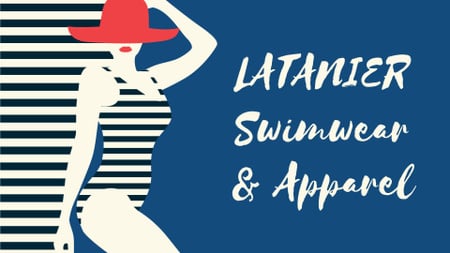 Plantilla de diseño de Swimwear Offer Woman in Striped Swimsuit Full HD video 