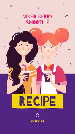 Two Girls with Smoothies Instagram Story Design Template