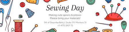 Plantilla de diseño de Sewing day event Announcement Twitter 