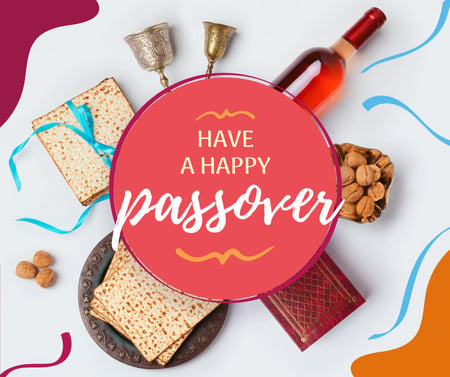 Happy Passover festive dinner Facebook Πρότυπο σχεδίασης