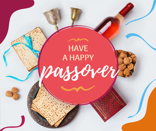 Happy Passover festive dinner Facebook Design Template