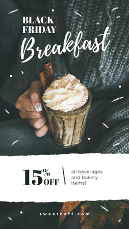 Black Friday Sale Girl holding cup with cocoa Instagram Story Design Template