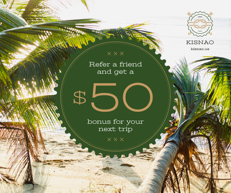 Summer Trip Offer Tropical Palm Trees Facebook Design Template