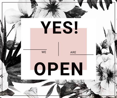 Opening Announcement on Floral Pattern Facebook Design Template
