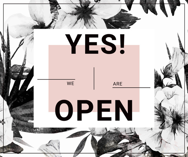Opening Announcement on Floral Pattern Facebookデザインテンプレート