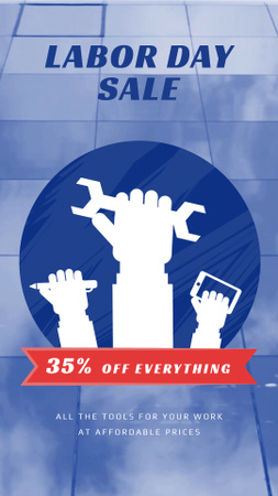 Platilla de diseño Labor Day Sale Hands with Tools Instagram Video Story