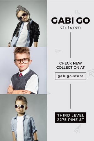 Children clothing store with stylish kids Tumblr Πρότυπο σχεδίασης