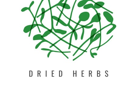 Dried herbs ad with Green leaves Label Πρότυπο σχεδίασης