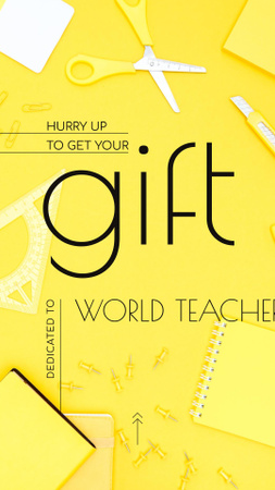 Platilla de diseño World Teachers' Day Gift Stationery in Yellow Instagram Story