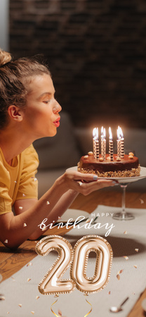 Designvorlage Young Woman with Birthday cake für Snapchat Moment Filter