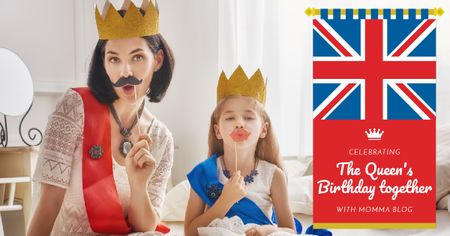 Plantilla de diseño de The Queen's Birthday Celebration Facebook AD 