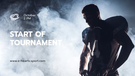 Stream Ad with Man in Sports Uniform Twitch Offline Banner Modelo de Design