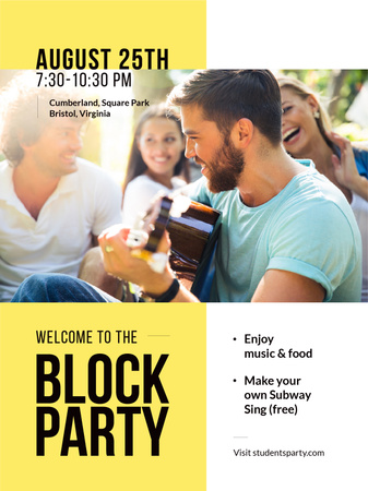 Designvorlage Friends at Block Party with Guitar für Poster US