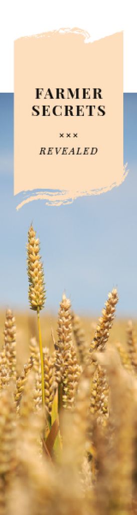 Farming Secrets with Wheat Ears in Field Skyscraper Design Template