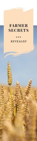 Farming Secrets with Wheat Ears in Field Skyscraper Design Template