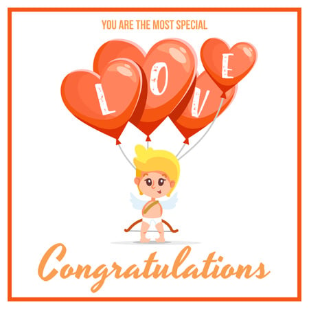 Valentine's day Greeting with Cute Angel Instagram Design Template