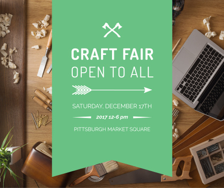 Craft Fair Announcement Wooden Toy and Tools Facebookデザインテンプレート