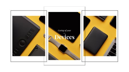 Designvorlage Smart Watch and Digital Devices in Yellow für Full HD video