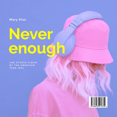 Stylish Girl in Headphones Album Cover Design Template