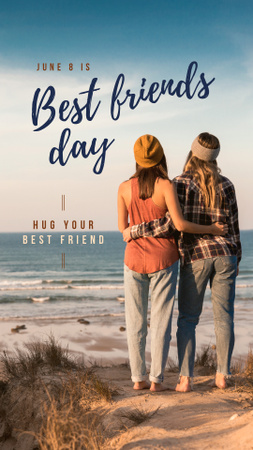 Two girls at the beach on Best Friends Day Instagram Story – шаблон для дизайну