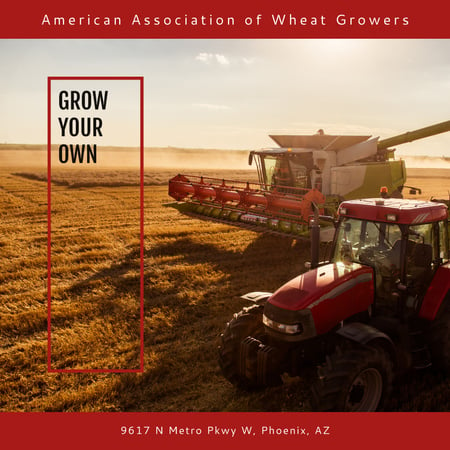 Tractors in Wheat field Instagram Design Template