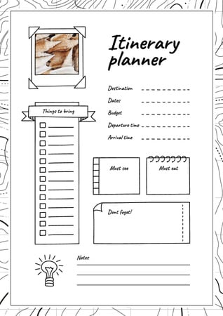 Itinerary Planner with Shells Schedule Planner Design Template