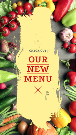 Novo menu vegetariano Oferta Instagram Video Story Modelo de Design
