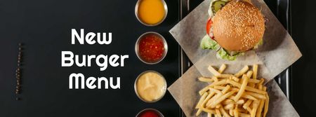 Fast Food Menu offer Burger and French Fries Facebook cover Design Template
