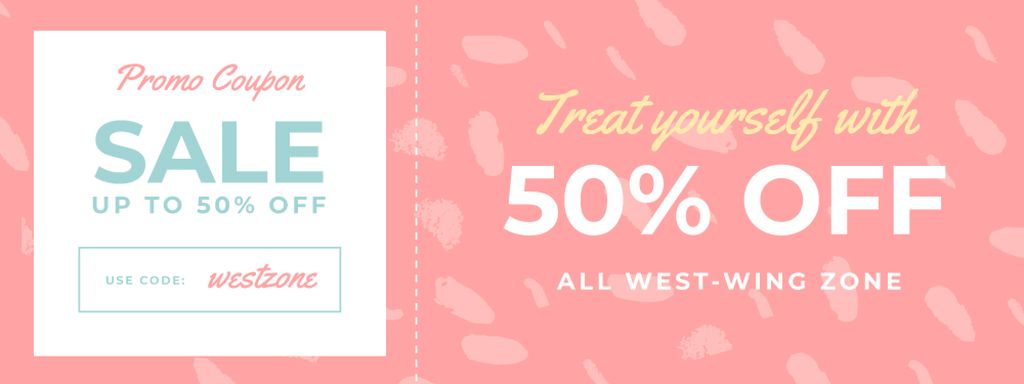 Discount Voucher on Pink Pattern Coupon Design Template