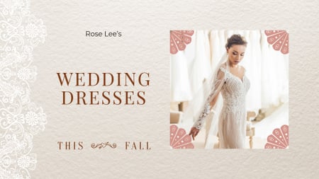 Wedding Dresses Store Ad Bride in White Dress Full HD video Design Template
