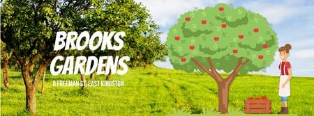 Modèle de visuel Woman harvesting apples in garden - Facebook Video cover