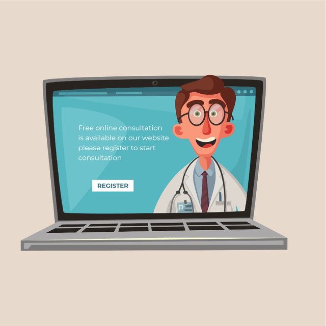 Doctor speaking on laptop screen Online Square Video Post Template -  VistaCreate
