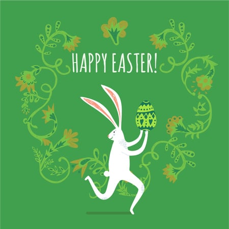 Easter Bunny Running With Colored Egg Instagram AD tervezősablon