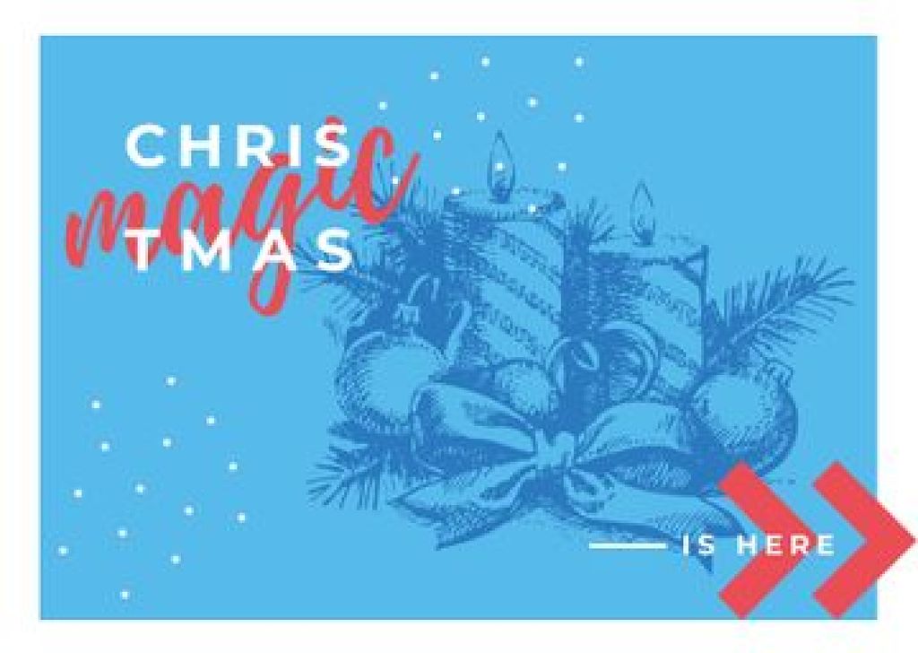Plantilla de diseño de Traditional Christmas Decorations in Blue Postcard 